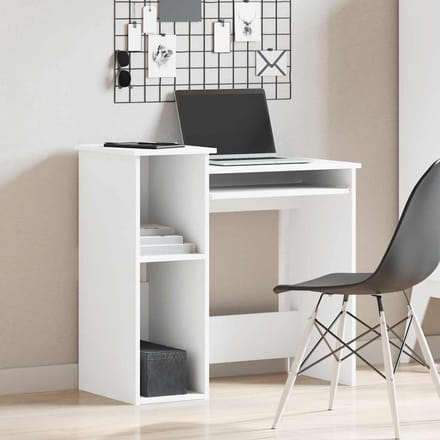 vidaXL - Bureau - met - schappen - 84x40x78 - cm - bewerkt - hout - wit