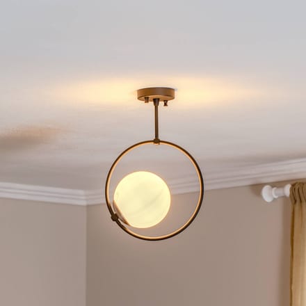 Opviq Plafondlamp Dolunay 3901 zwart, glazen kap, ring