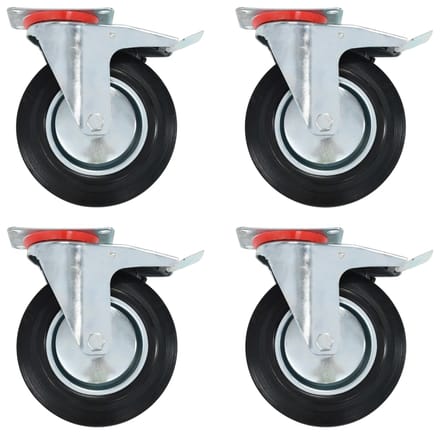 vidaXL - Zwenkwielen - met - dubbele - remmen - 4 - st - 200 - mm