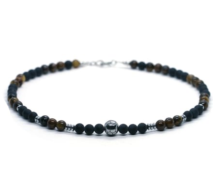 IbizaMen kids - Jongens - ketting - voetbal - RVS - edelsteen - 6mm - 36cm