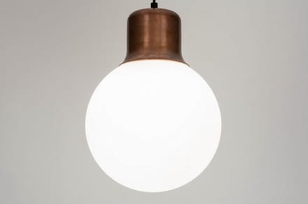 Lumidora Hanglamp 73219 - NINES - E27 - Wit - Roodkoper - Metaal
