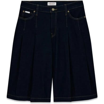 Guess Jeans Classic Pleated Korte Broek Blauw 26 Vrouw