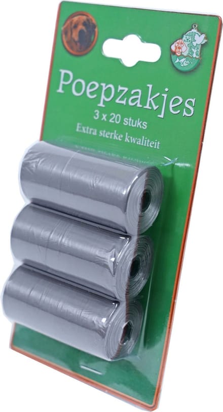 Pak a 3 rol 20 poepzak grijs Poepzak Gebr. de Boon