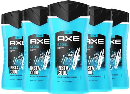 AXE 3in1 Douchegel - Ice Chill - 5 x 250 ml - Voordeelverpakking - Insta Cool