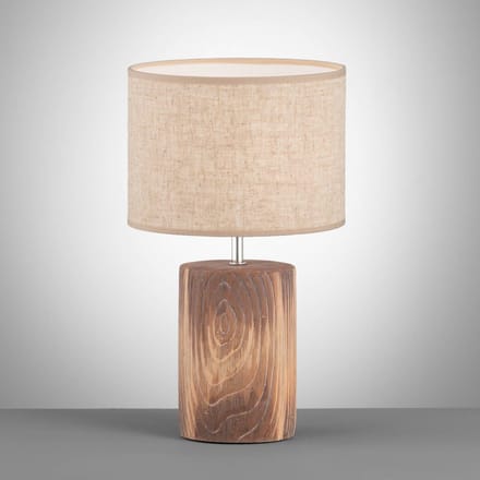 FISCHER & HONSEL Tafellamp Malik, zandkleurig, linnen textiel, hoogte 43 cm E27