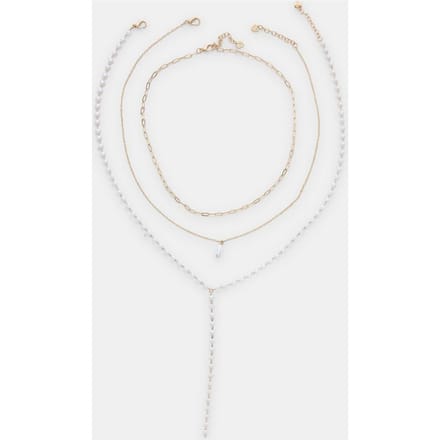 Stradivarius Set van 3 lariat-kettingen met parel  Goud OS