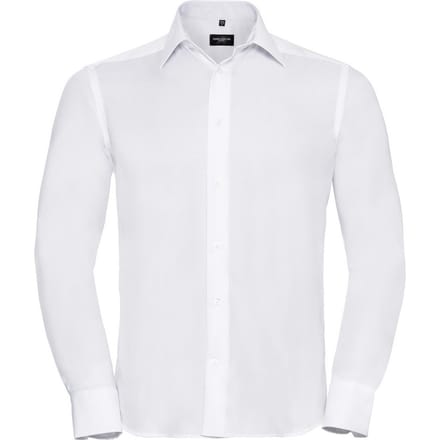 Russell Collection Heren Ultimate Getailleerd Overhemd met Lange Mouwen (Wit)
