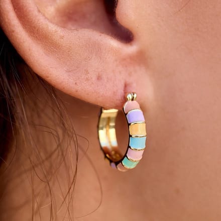 Pura Vida - Striped Enamel Gold Oorbellen
