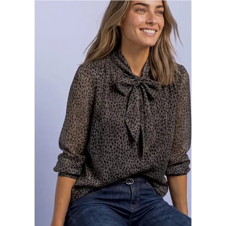 Chiffonblouse met lange mouwen en strikdetail