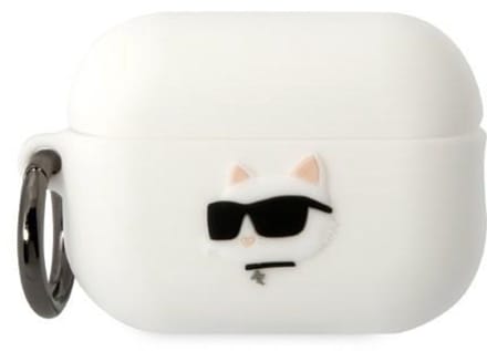 Karl Lagerfeld Choupette Head 3D Serie - Siliconen Etui - AirPods Pro 2 - Wit - Luksueus Design
