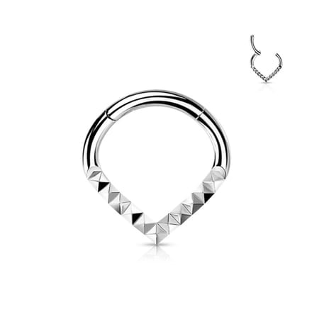 Piercing Pyramid Cuts Chevron v-shape clicker 1.2x8 - zilver - LMPiercings