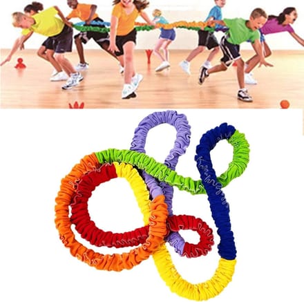 Elastisch Touw - Team Ring - Groepssporten - Vierweg Elastisch - 200 cm Omtrek - Regenboog