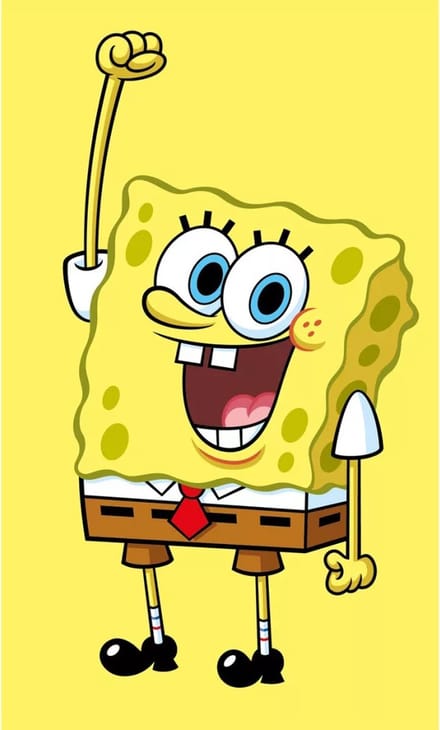 Handdoek Spongebob Squarepants "I'm ready!" - 100% Katoen (30x50 cm) - Geel
