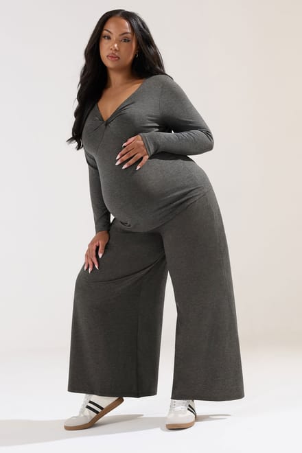 Bump It Up Maternity Broek Met Extra Wijde Pijpen In Donkergrijs Size 48