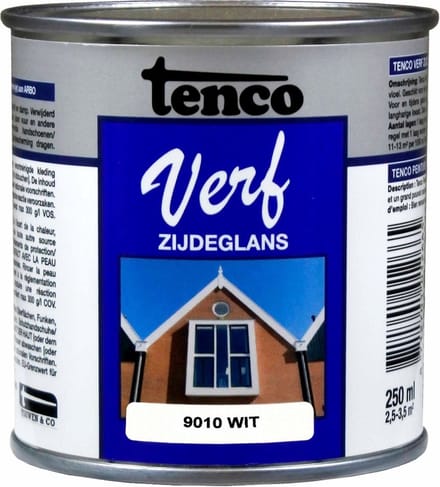 Tenco verf zijdeglans wit (RAL 9010) - 250 ml