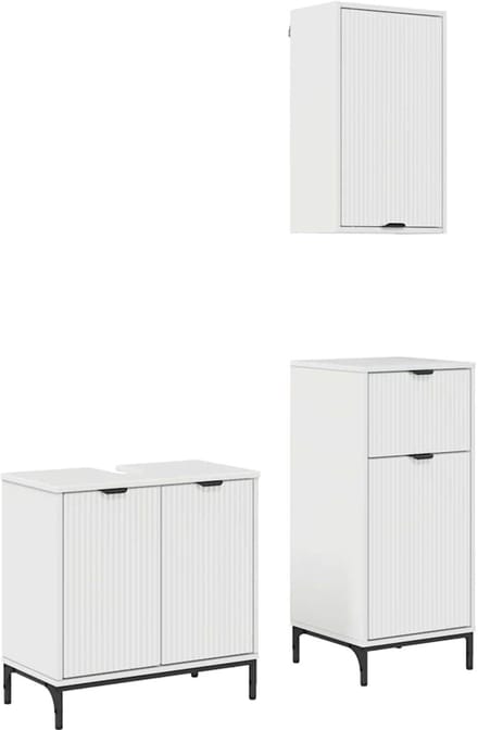 vidaXL - Badkamermeubel - Set - 3 - st - Hoogglans - wit - 39,5 - x - 36 - x - 88 - cm