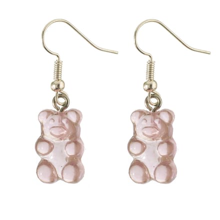 oorbellen gummybear zilver lichtroze rvs
