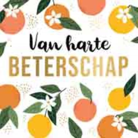 Wenskaart XL - Van Harte Beterschap - opkikkertje - Gouden Envelop