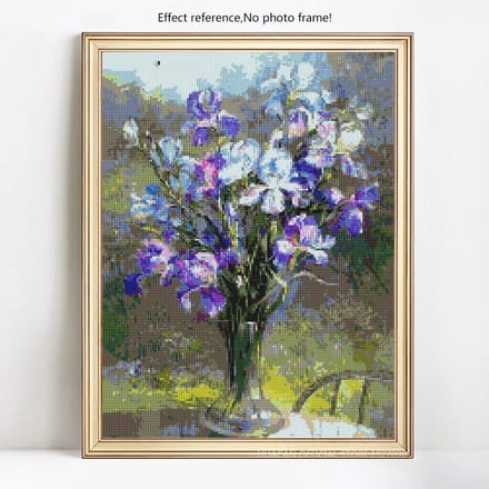 Peinture Diamant 5D DIY Ronde Complète Scénique Fleur Broderie Vente Strass Image 20X30 gray