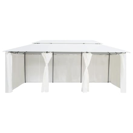 vidaXL - Prieel - met - gordijnen - 180g/m² - 600x298x270 - cm - wit