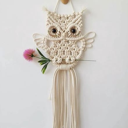 Solidchoice - Dailygoody - Uil Macramé Wandtapijt - Handgemaakte Wanddecoratie