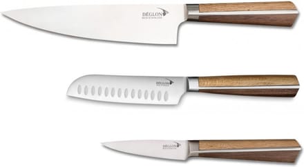 Déglon Luxe messenset – 3-delig – wit eiken & walnoot – uniek handvatontwerp
