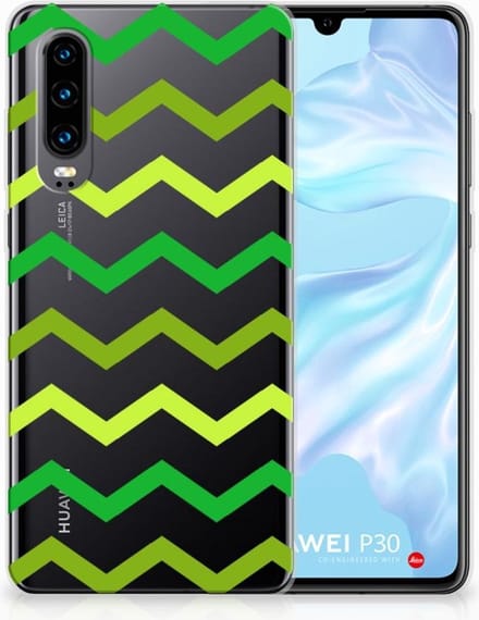 TPU Hoesje voor Huawei P30 TPU bumper Zigzag Groen