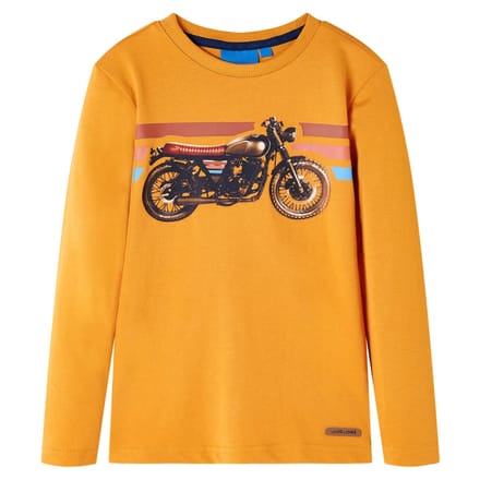 vidaXL - Kindershirt - met - lange - mouwen - 104 - okerkleurig