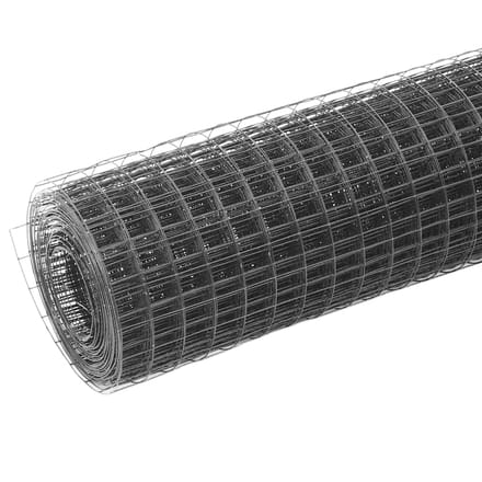 vidaXL Kippengaas 10x1 m staal met PVC coating grijs