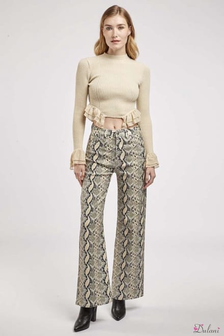 Broek Toxik3 wide leg fit slang met hoge taille