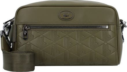 LACOSTE Leren Schoudertas Nomogramme Crossover Bag Ivy Green Olijfgroen
