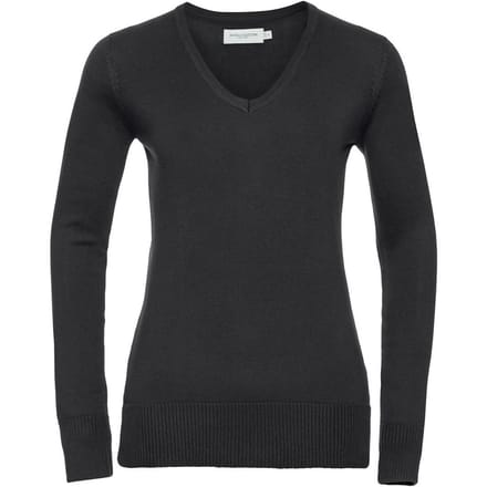 Russell Collection Dames/Dames Sweatshirt Katoen Acryl V Hals (Zwart)