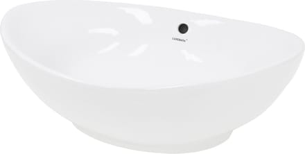 Ovale wastafel met overloop 590x390x200 mm wit keramiek LuxeBath