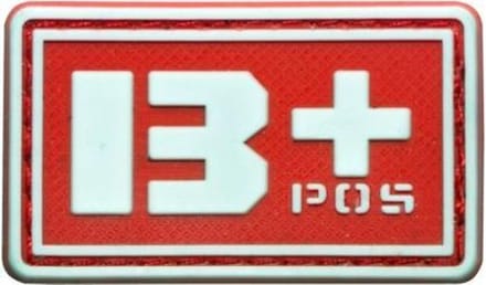 B+ POS blood type 3D PVC Military patch embleem red with velcro