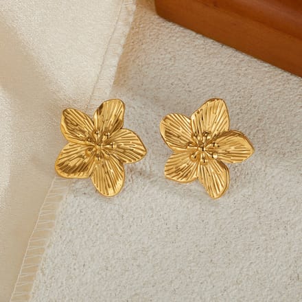 Statement Oorbellen Bloem | Stainless Steel Goud