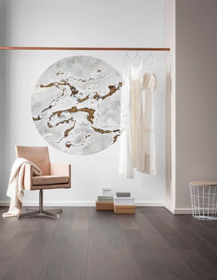 Fotobehang - Marble Vibe 125x125cm - Rond - Vliesbehang - Zelfklevend