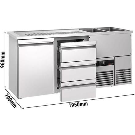 GGM Gastro Bierkoeling PREMIUM - 1950x700mm - 1 deur & 3 laden zilver