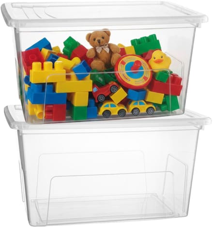 Plasticforte Opslagbox Easy met deksel - 2x - 34 Liter - 52 x 28 x 36 cm - transparant - kunststof