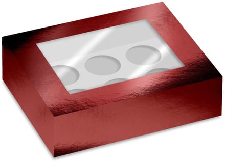 Simply Making Cupcake Box Venster Rood Metallic 6 pk/2
