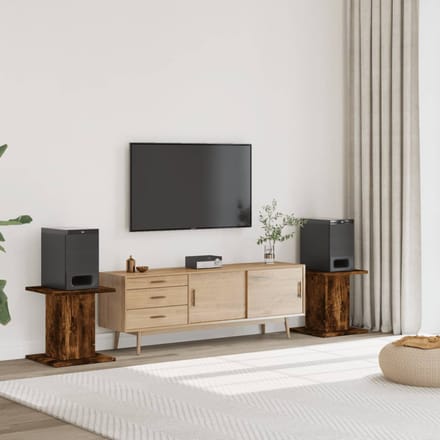 vidaXL - Speakerstandaards - 2 - st - 30x30x40 - cm - bewerkt - hout - gerookt - eiken