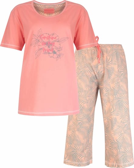 Irresistible Dames Shortama - Pyjama Set - Palm print - Roze - Maat M