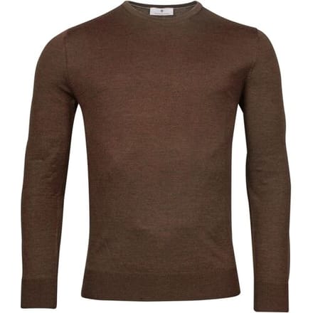 Thomas Maine Trui Fine Merino Crew Neck Single Knit Choco Brown / male