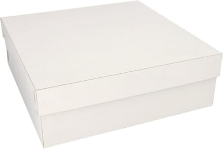 10 Kartonnen gebaksdozen met deksel hoekig 30 cm x 30 cm x 10 cm wit
