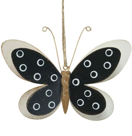 Wanddecoratie Vlinder Deco Zwart Wit Goud Metaal 15cm