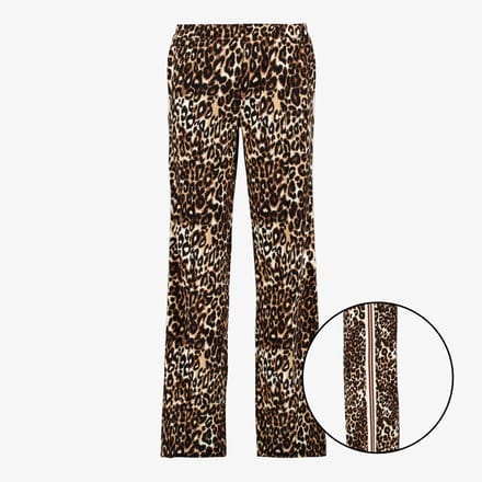 TwoDay dames wide leg broek met bies en panterprint - Beige - Maat S