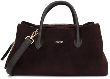 Brown bag made of a combination of suede and smooth leather