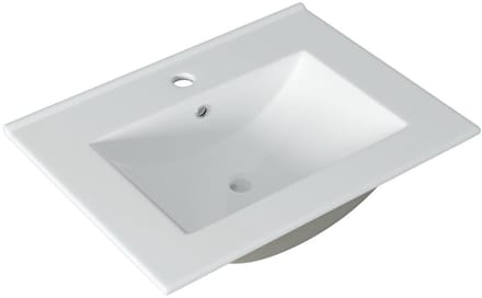 Saniclass Vygo Meubelwastafel - 61x2x46cm - overloop - 1 wasbak - 1 kraangat - keramiek - glans wit