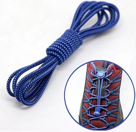 *** Lock veters - Ronde Elastische Schoenveters - Hardlopen - Wandelen - Laces - Blauw - van Heble® ***