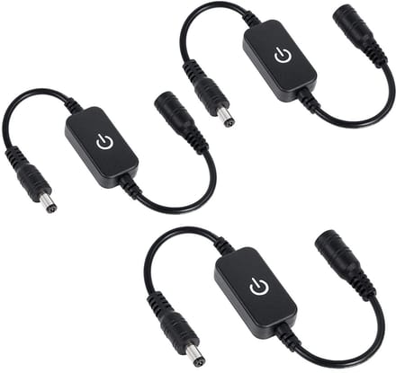 Set van 3 LED Touch inline dimmers voor LED strips - Verstelbare helderheid, 12V/24V, 1.5A, ideaal voor sfeerverlichting en gebruiksgemak