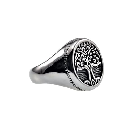 Zegelring Unisex - Gepolijst RVS - Ovale Ring met Levensboom Dames - Heren